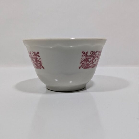 Syracuse Strawberry Hill Custard Cup White Red Floral Mid-Century Collectible - Picture 4 of 11